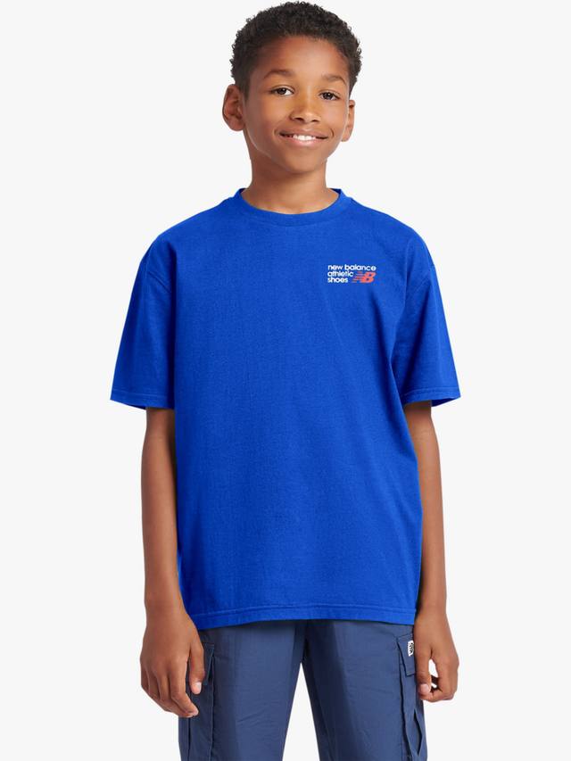 

Детская хлопковая футболка с принтом на спине New Balance, Team Royal