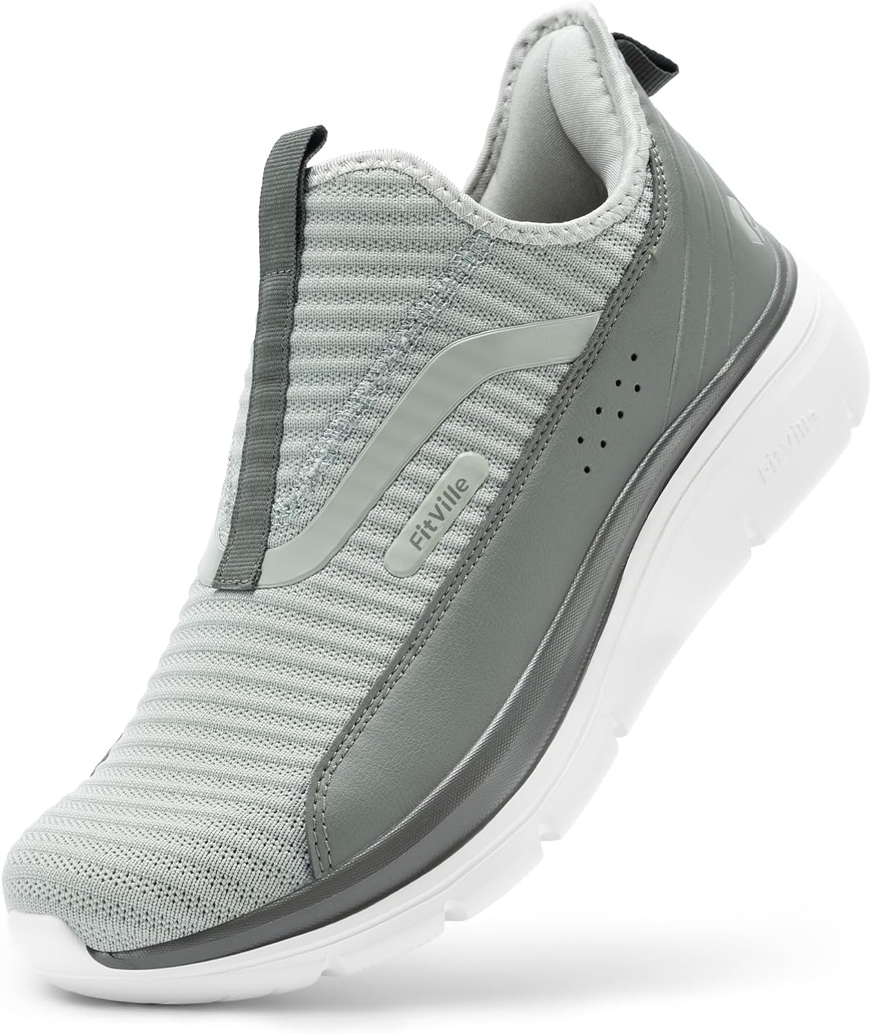 

Мужские слипоны FitVille с дополнительной шириной и поддержкой свода стопы для ходьбы - кроссовки без шнурков для облегчения боли в стопах Stepease V2, зеленый