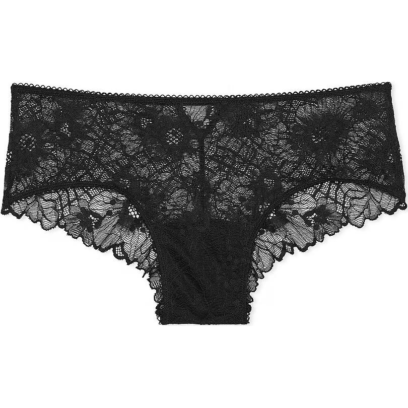 

Victoria's Secret Розовые кружевные трусики-слипы THE LACIE / Черные женские трусы, 1 упаковка, черные