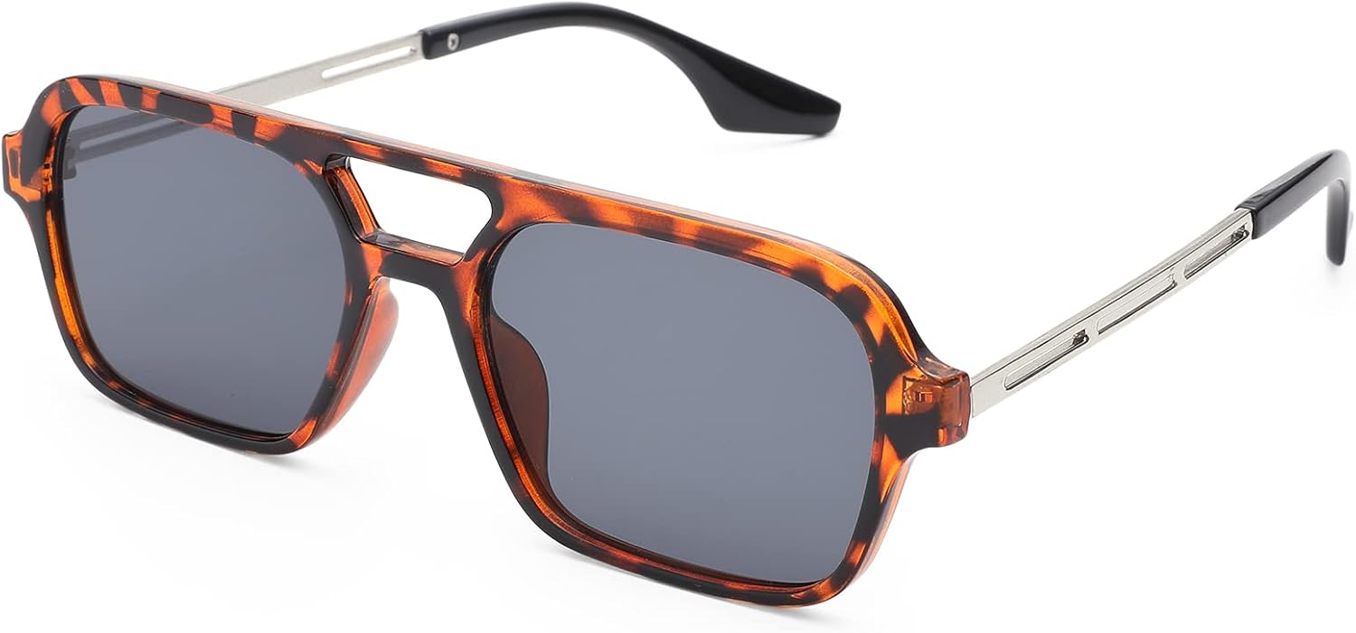 

Винтажные солнцезащитные очки-авиаторы Pro Acme 70-х годов, плоская оправа, для женщин и мужчин, прямоугольные очки с защитой от УФ-излучения UV400, A2-leopard Frame | Black Lens