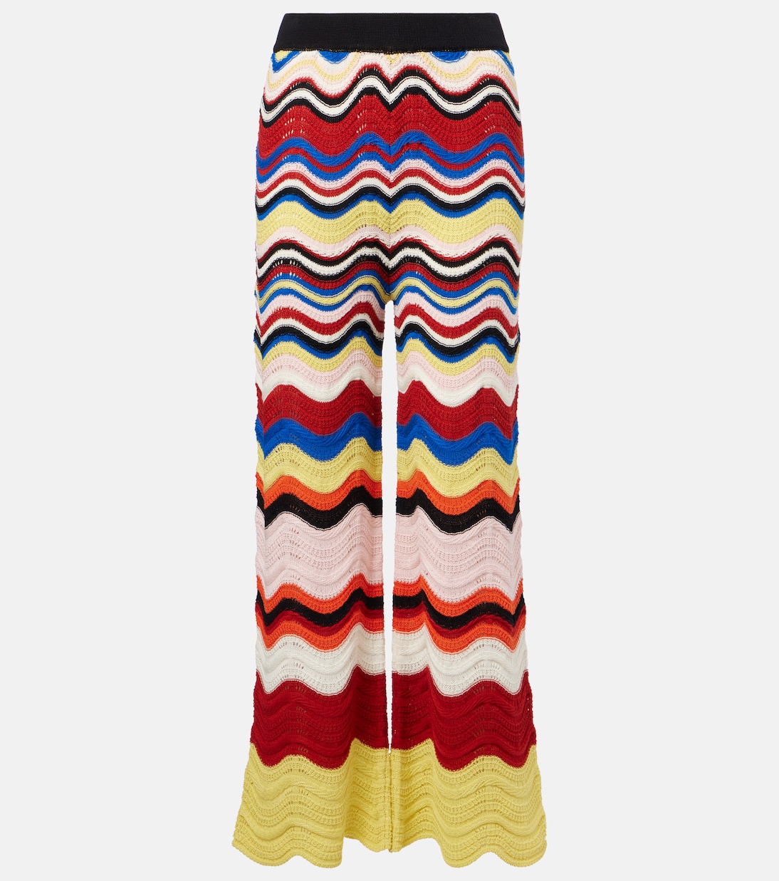 

Широкие брюки с шевронным узором из хлопка крючком La DoubleJ, Multicolor Yellow/Lilac/Blue