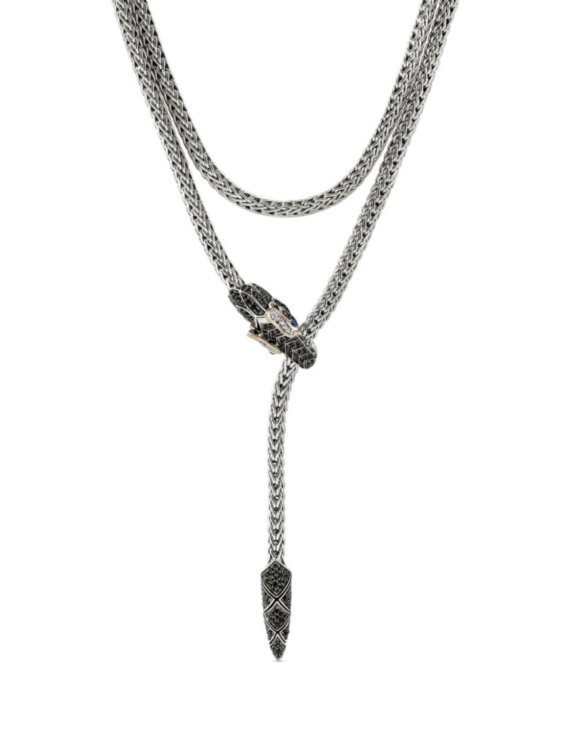 

Колье Naga Lariat из золота и серебра с бриллиантами и сапфирами John Hardy, серебряный