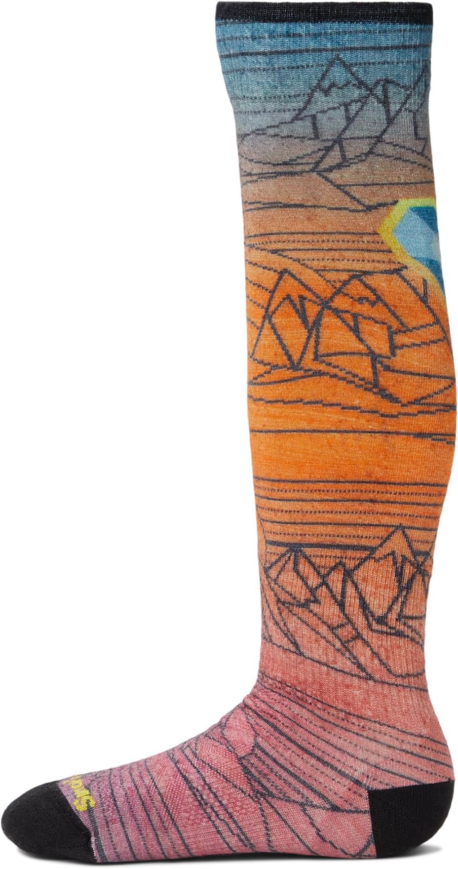 

Носки Smartwool Kids Junior Ski Zero Cushion Geo Peaks Print Over The Calf Socks, Orange Rust