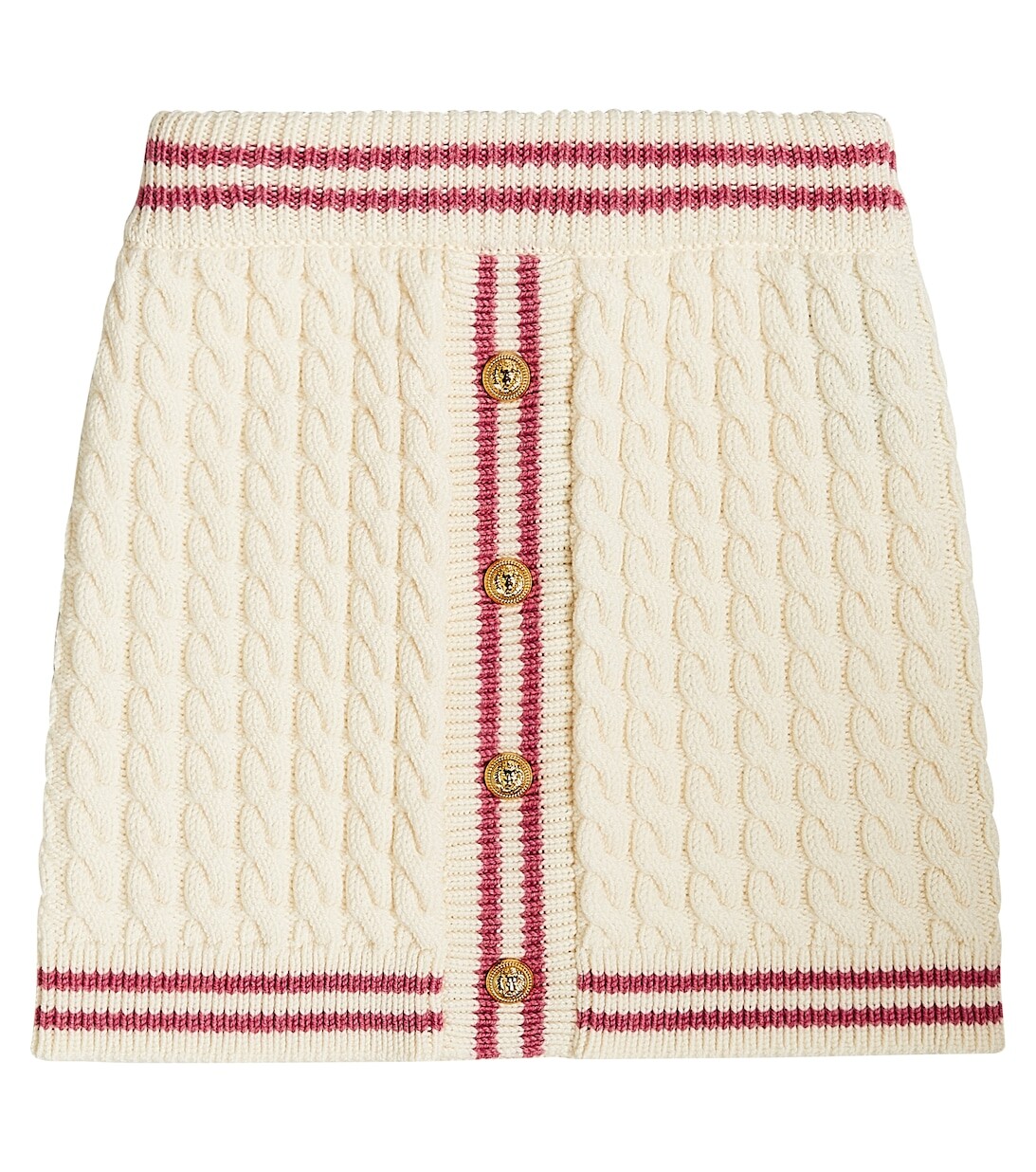 

Юбка шерстяной вязки косами Balmain, нейтральный