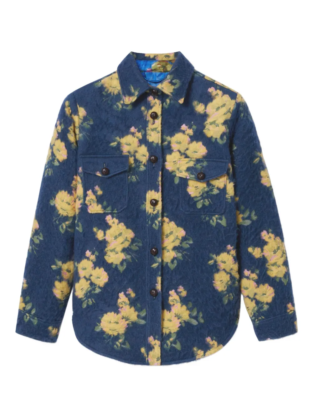 

Жаккардовая куртка-рубашка с цветочным узором La DoubleJ, синий