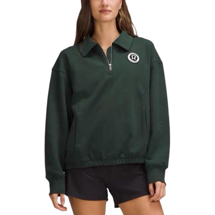 

Френч терри свитшот женский Lululemon, зеленый/черный