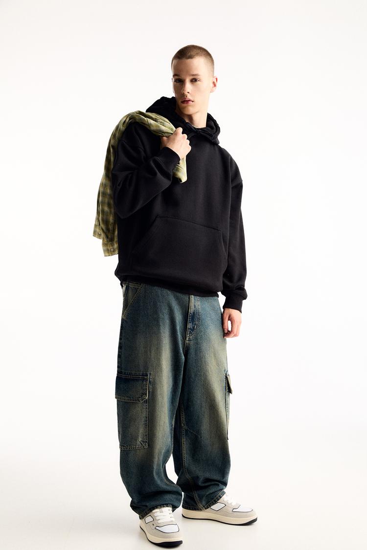 

Базовая толстовка с капюшоном Pull And Bear, черный