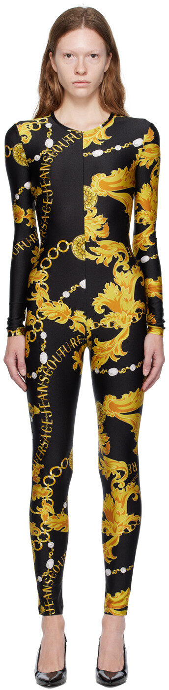 

Черный комбинезон с цепочкой от кутюр Versace Jeans Couture