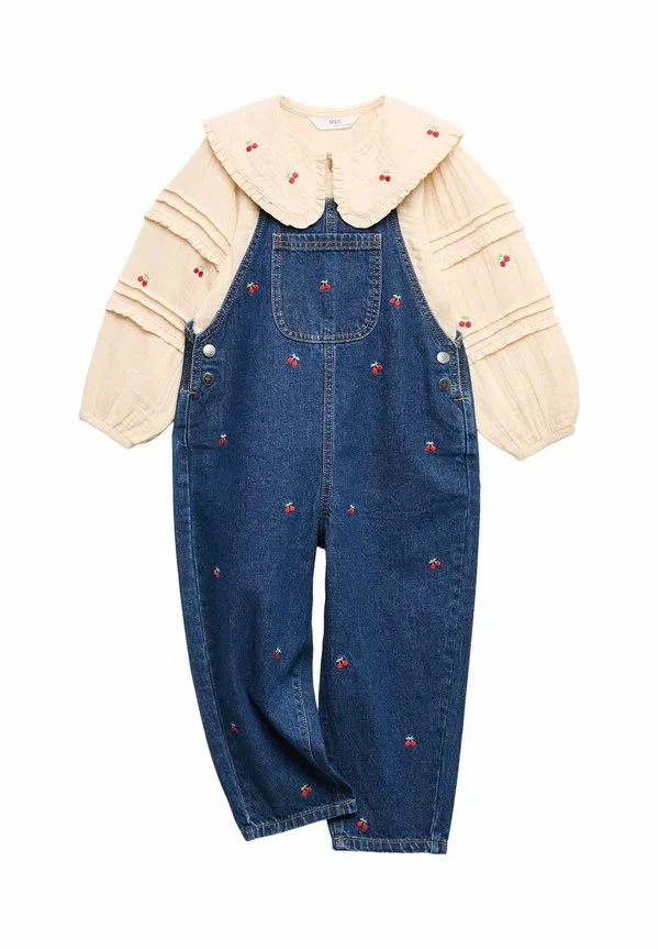 Вишневый комбинезон с блузкой на пуговицах Marks & Spencer, Denim — фото 4