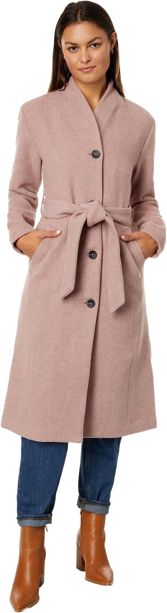 

Пальто Avec Les Filles Wool Blend Overlap Collar Coat, цвет Portabella