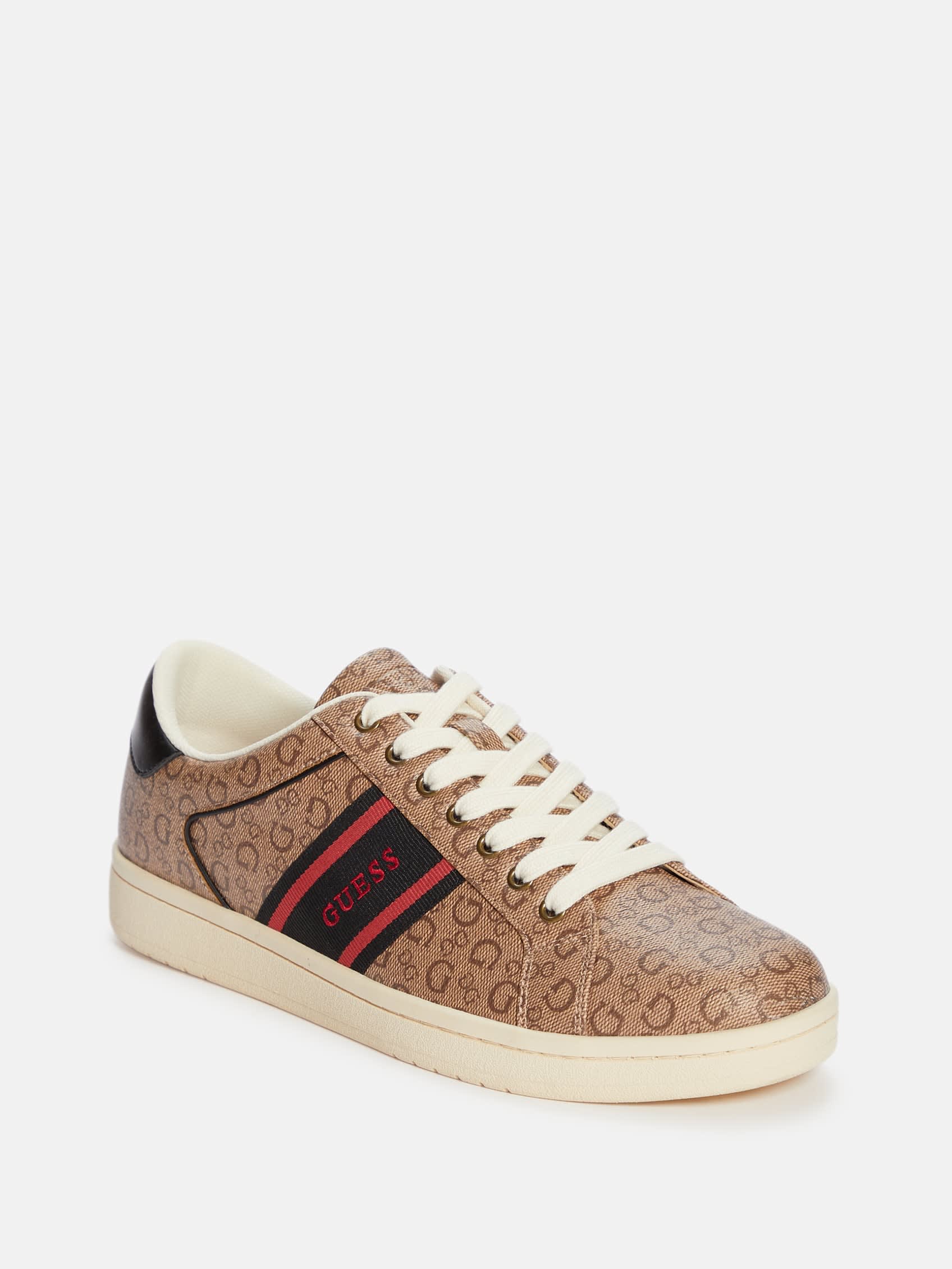 

Низкие кроссовки Locey в полоску Guess Factory, цвет brown logo