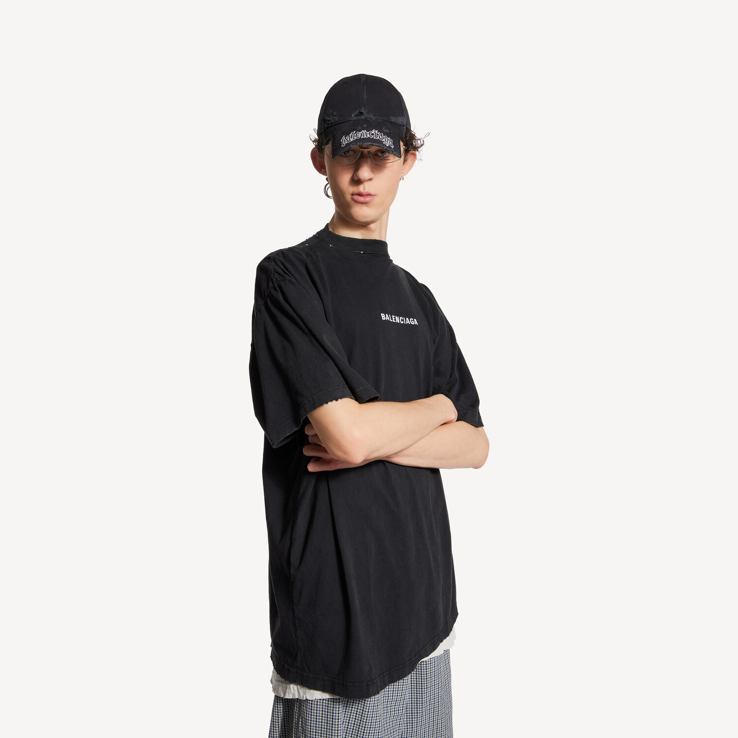 Мужская футболка balenciaga back double в выцветшем черном цвете BALENCIAGA, выцветший черный — фото 4