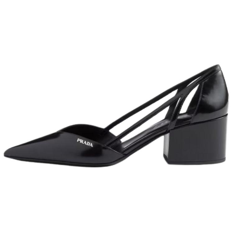PRADA Женские туфли на платформе с массивным каблуком 5,5 см черные