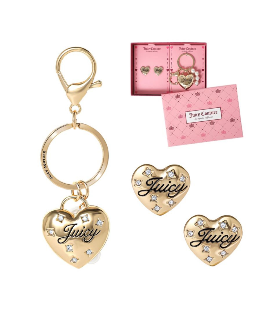 

Брелок и серьги в форме сердца с кристальными вставками Juicy Couture, Gold tone