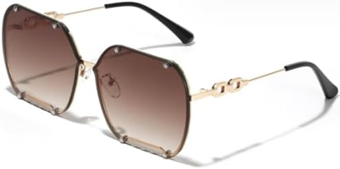 

Солнцезащитные очки 2027 в квадратной оправе большого размера для женщин и мужчин, модные панк-очки с цепочкой и заклепками, солнцезащитные очки UV400 MTZJH, Gradient Tea