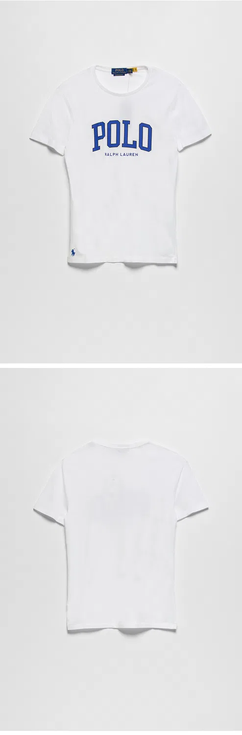 Мужская приталенная футболка-поло с логотипом белая от Polo Ralph Lauren — фото 3
