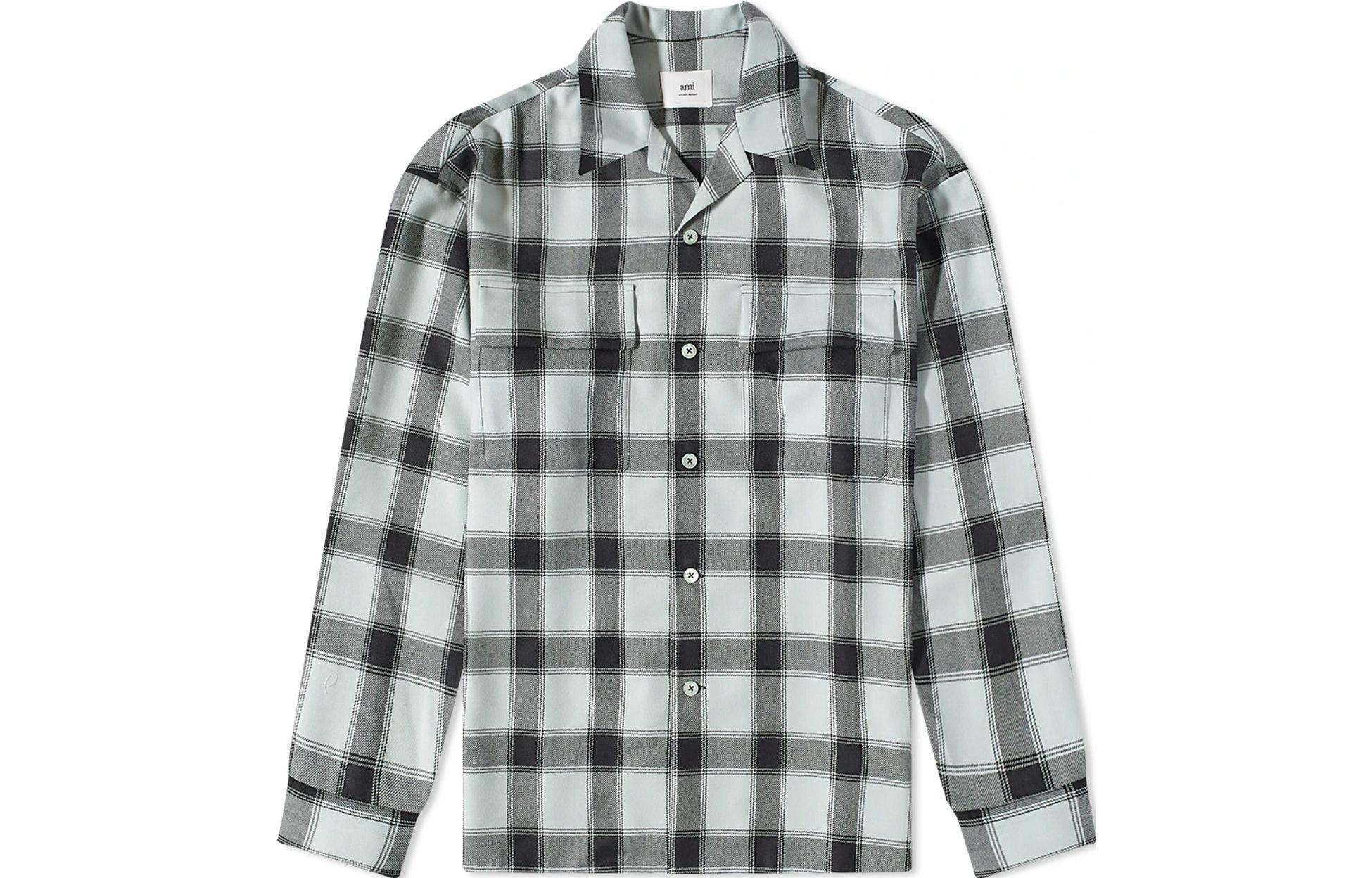 

Рубашка для боулинга Ami Paris в клетку «тартан» Amiparis, светлый зеленый