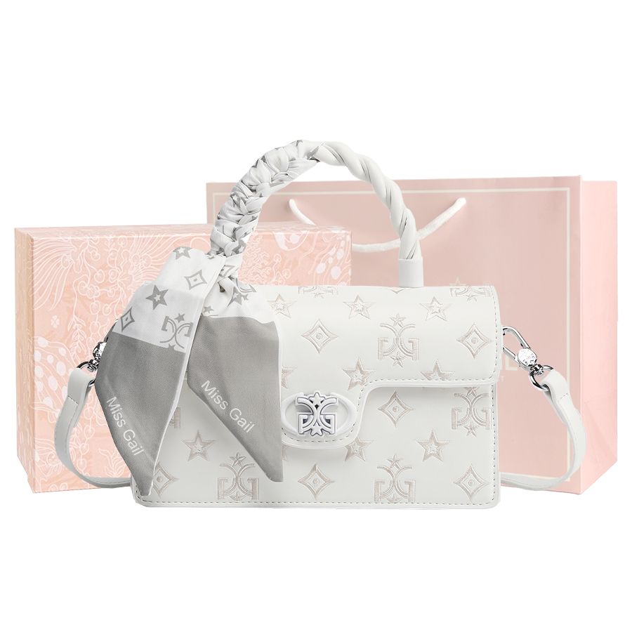 

MISS GAIL Искусственная кожа женская сумка через плечо, Embroidered White (Box Included)