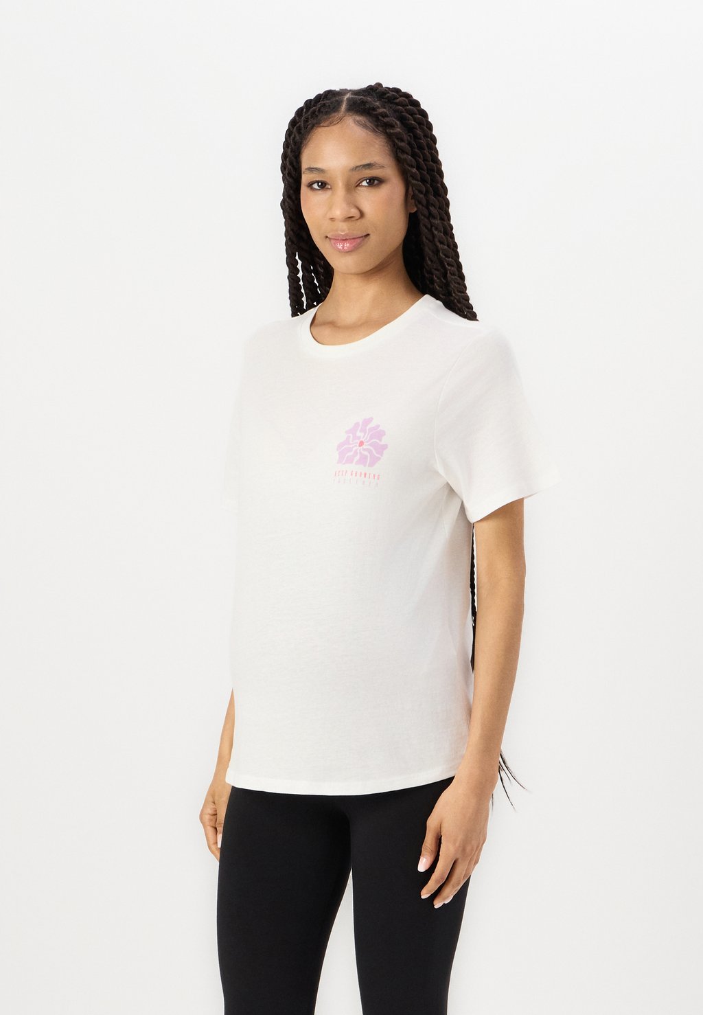 

Футболка с принтом OLMBLOOM O NECK TEE ONLY MATERNITY, молочный