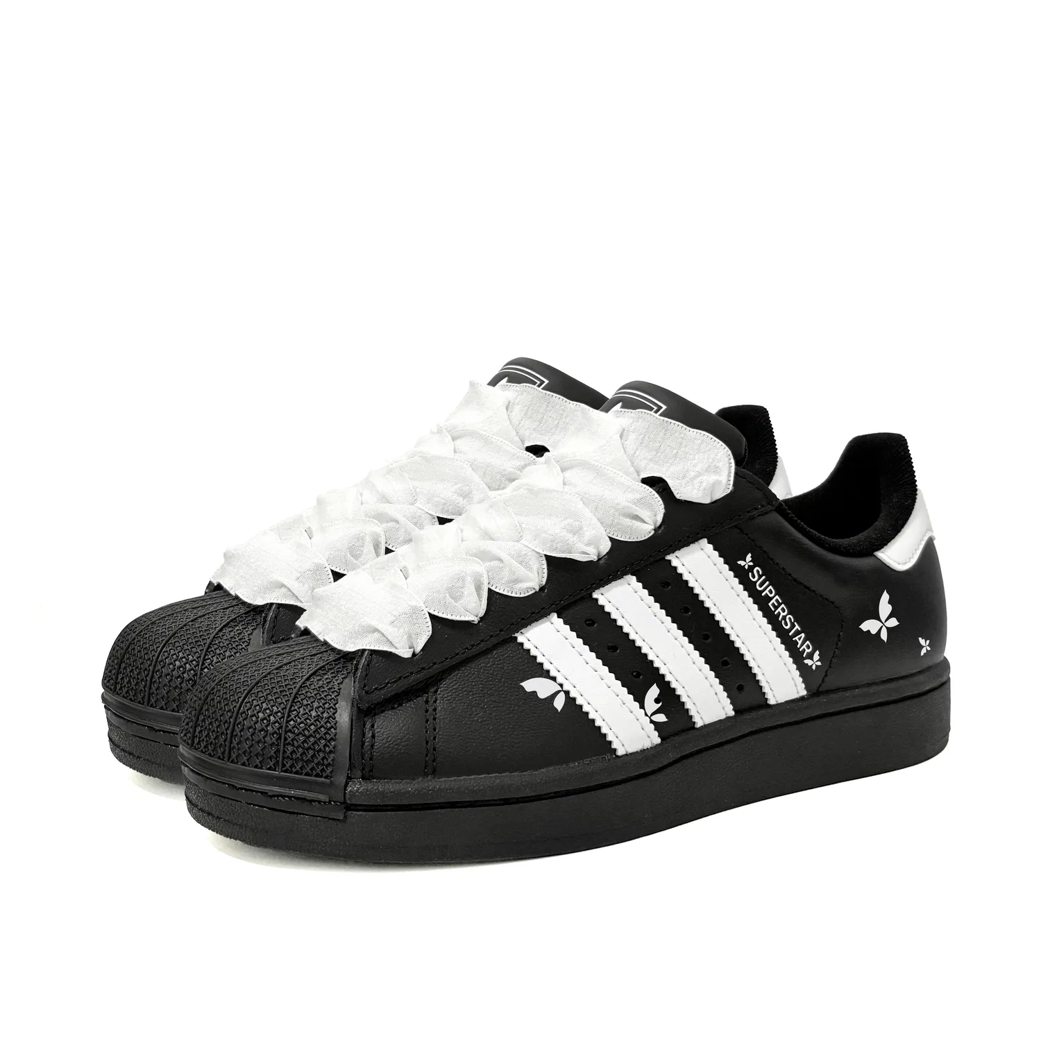 Кроссовки для скейтбординга Superstar 2 Butterfly Dancing Leather Low top Kids' Skateboarding Shoes Black Teenagers Adidas Originals — фото 4