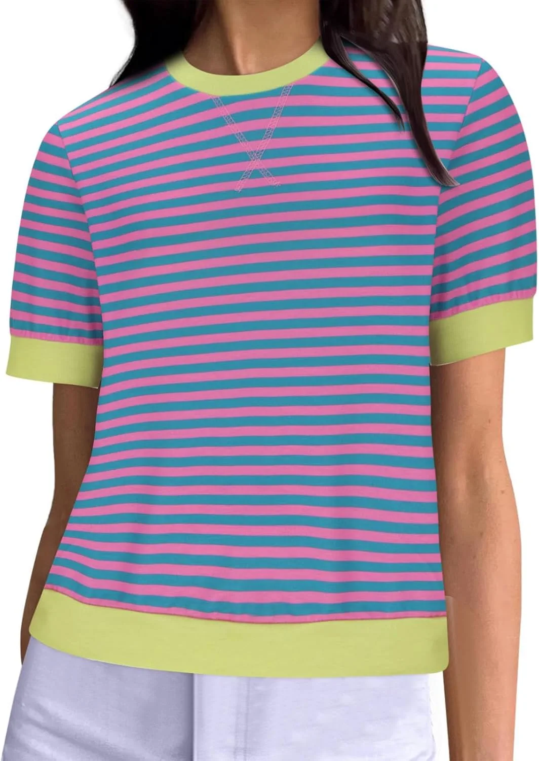 

Женская футболка с коротким рукавом oversize в полоску Hnodov