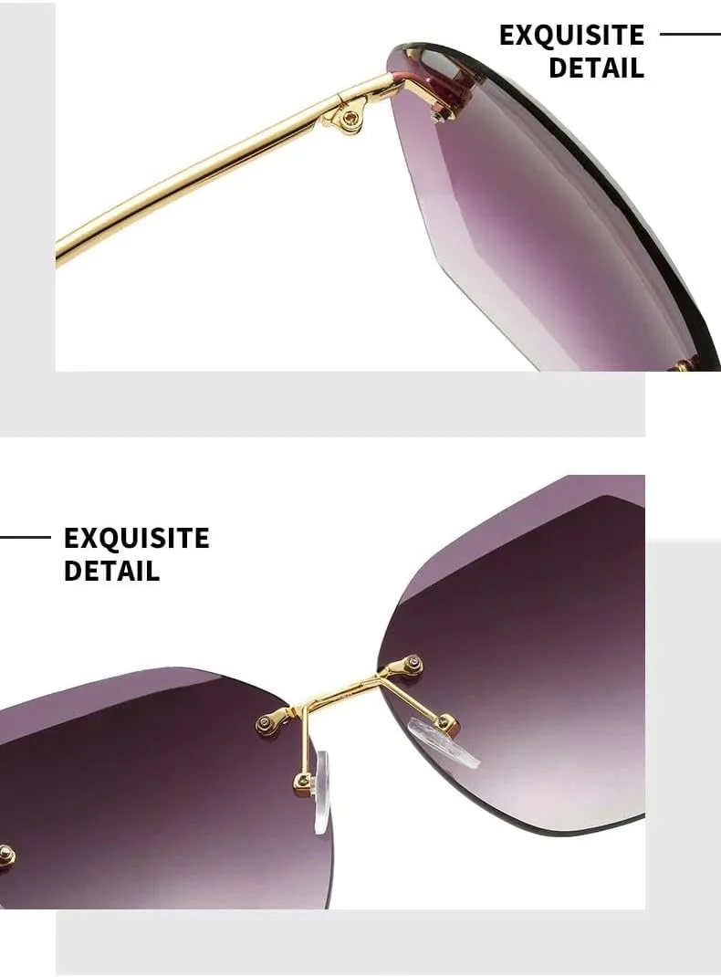 

Винтажные солнцезащитные очки-пилот без оправы для женщин и мужчин, ретро-стиль, линзы с градиентной оправой, защита от ультрафиолета UV400 UQKY, Cranber 4