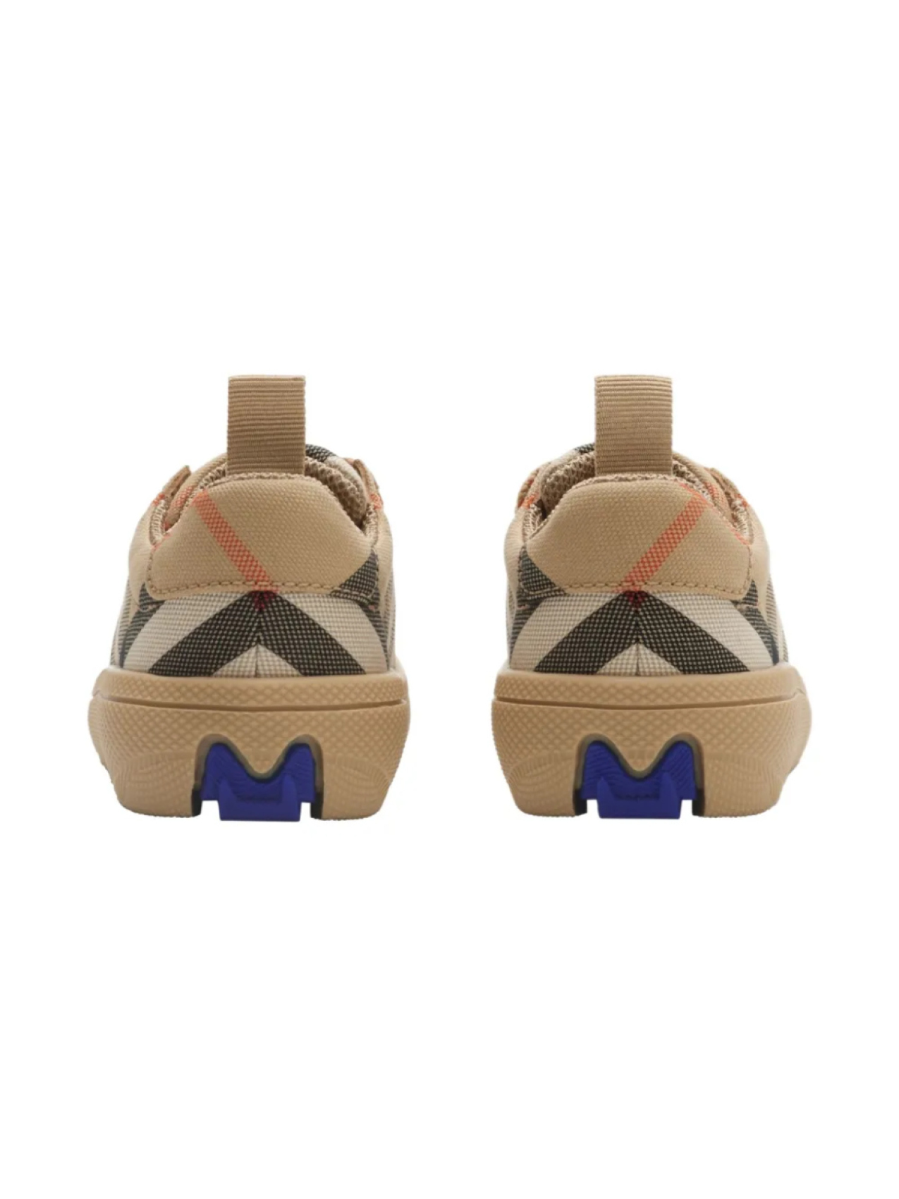 Клетчатые хлопковые кроссовки Burberry Kids, нейтральный — фото 3