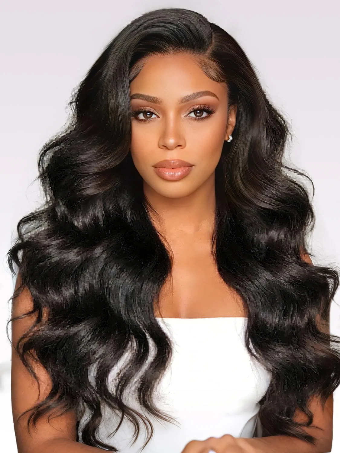 Женский парик из натуральных волос 200% Body Wave 13x6 Lace Front Eool, Natural Black