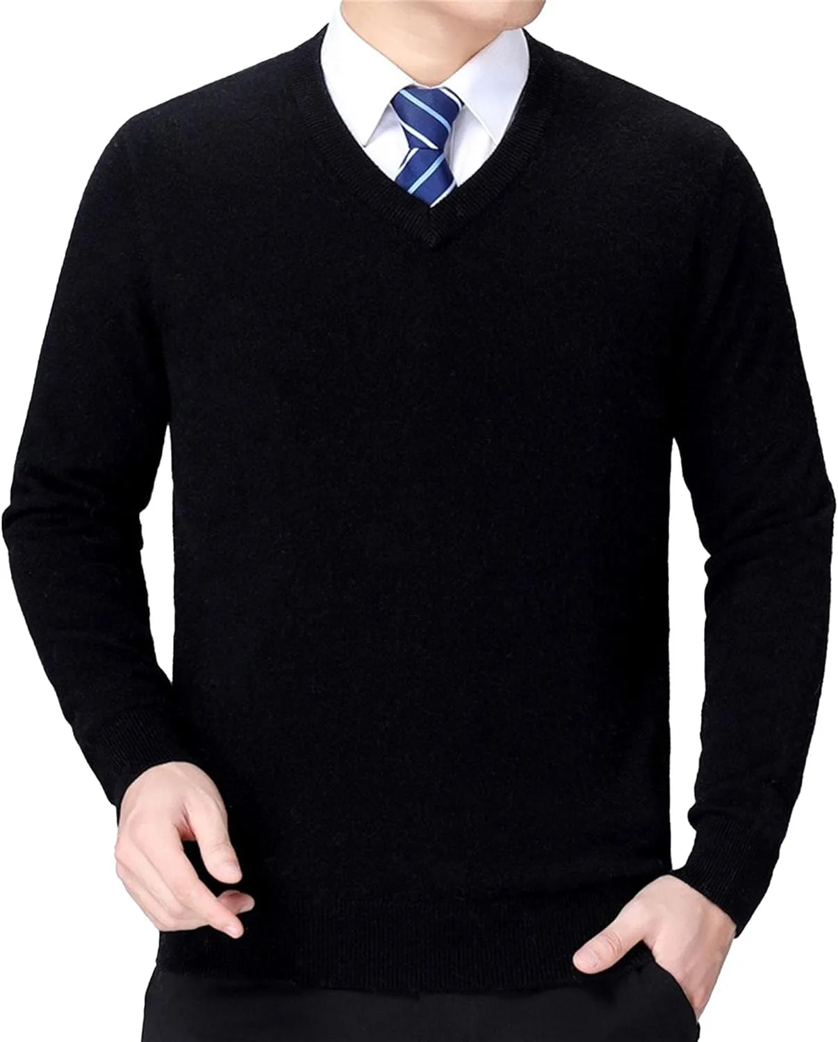 

Мужской свитер с длинным рукавом и V-образным вырезом