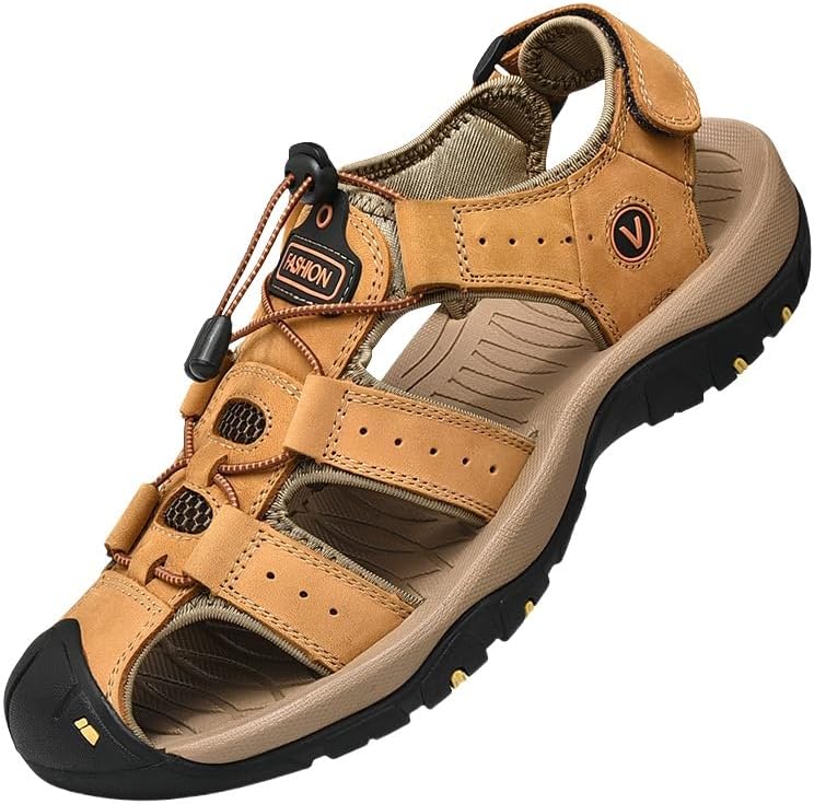 

Мужские коричневые регулируемые сандалии - повседневная летняя пляжная обувь с резиновой подошвой и удобной стелькой (стильные, прочные, с поддержкой свода стопы) Clolinde