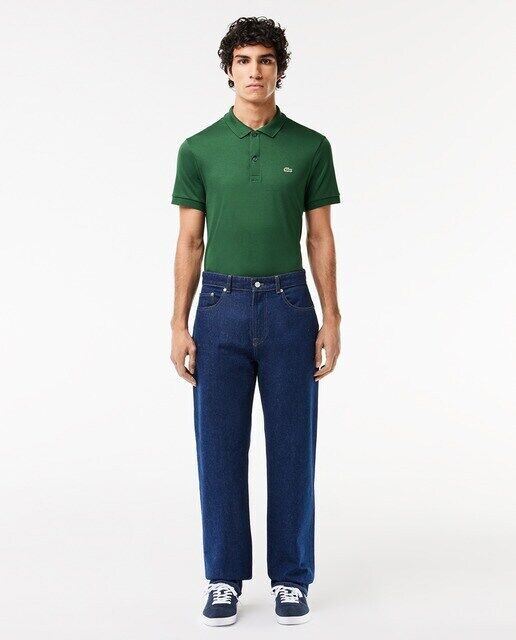 

Джинсы прямого кроя с пятью карманами Lacoste, синий