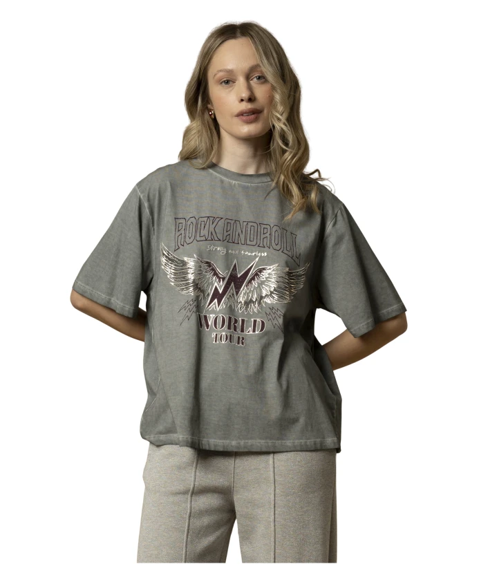 

Футболка с графическим принтом "Мировой тур рок-н-ролла" Kocca, серый