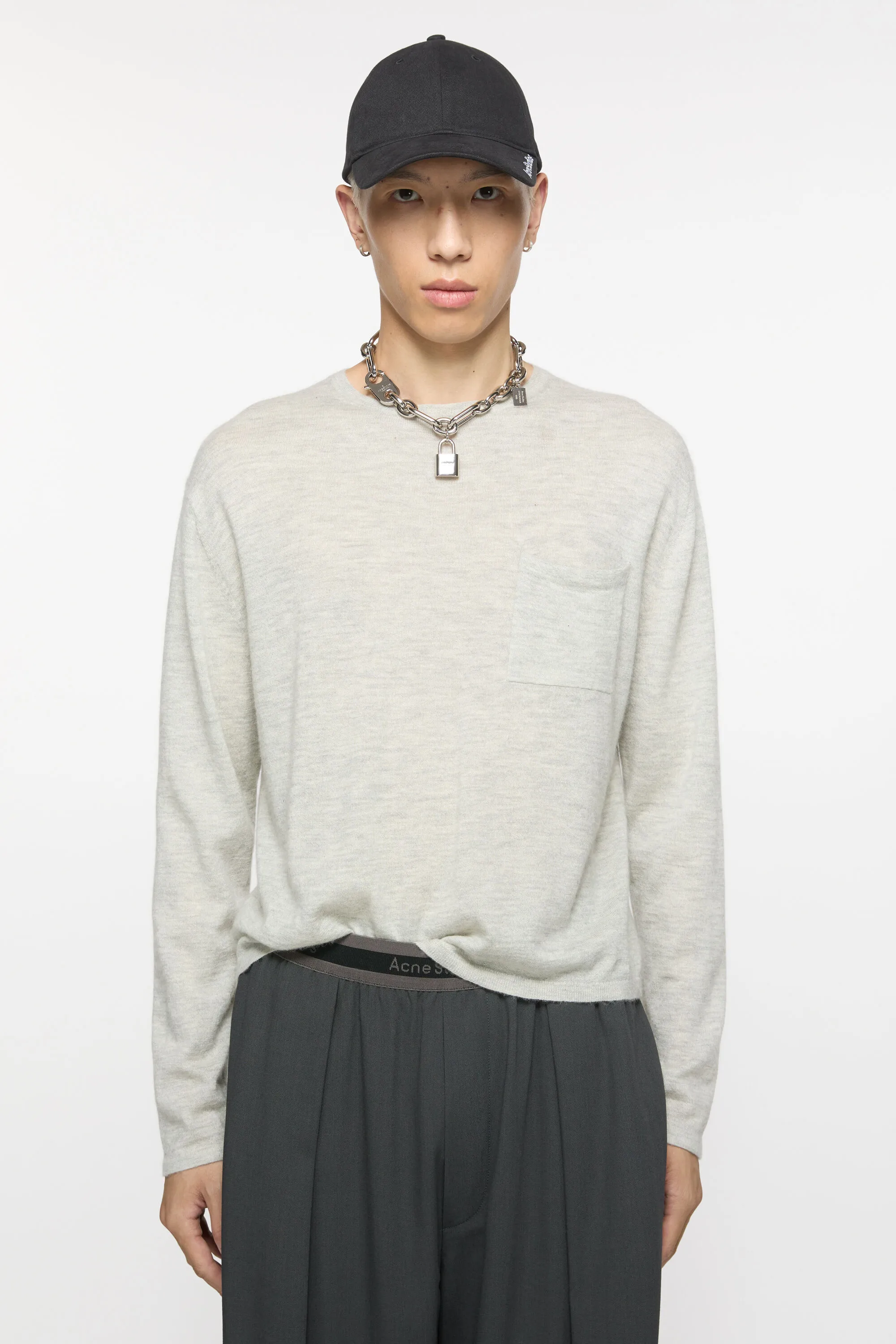 

Джемпер с круглым вырезом из кашемира Acne Studios, Light Grey Melange