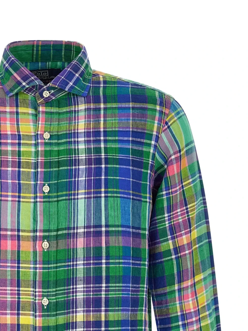 Рубашка из льна в клетку POLO RALPH LAUREN, зеленый — фото 3