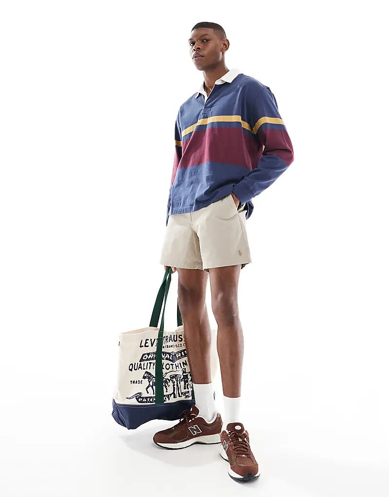 Шорты из эластичного твила с логотипом Prepsters icon бежевого цвета Polo Ralph Lauren — фото 4