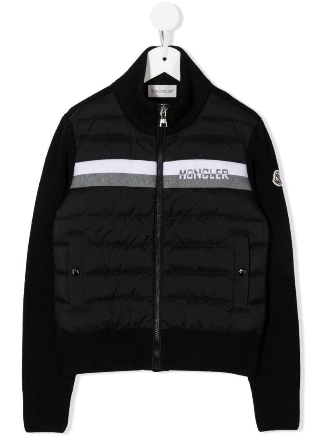 

Moncler Enfant куртка вязки интарсия с дутыми вставками, черный