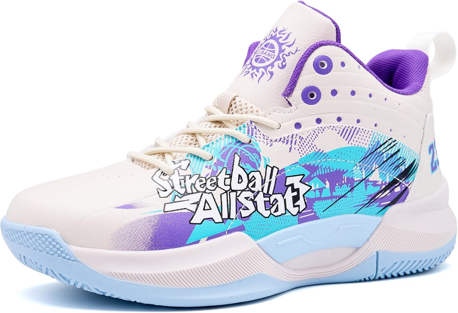 

Мужские баскетбольные кроссовки Легкие Воздухопроницаемые Нескользящие Для тренировок на открытых кортах Kniaiwx, белый/фиолетовый
