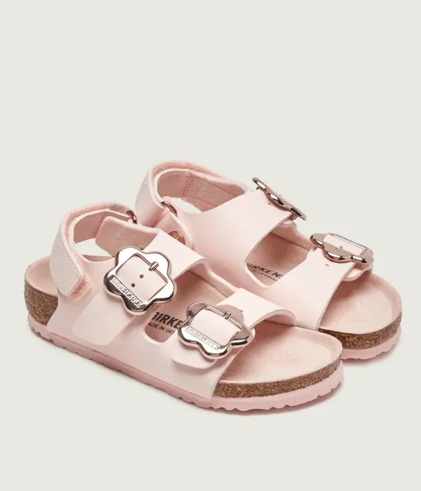 Детские кожаные сандалии AS Kids Flower B. Milano. narrow fit Birkenstock, пудрово-розовый — фото 2