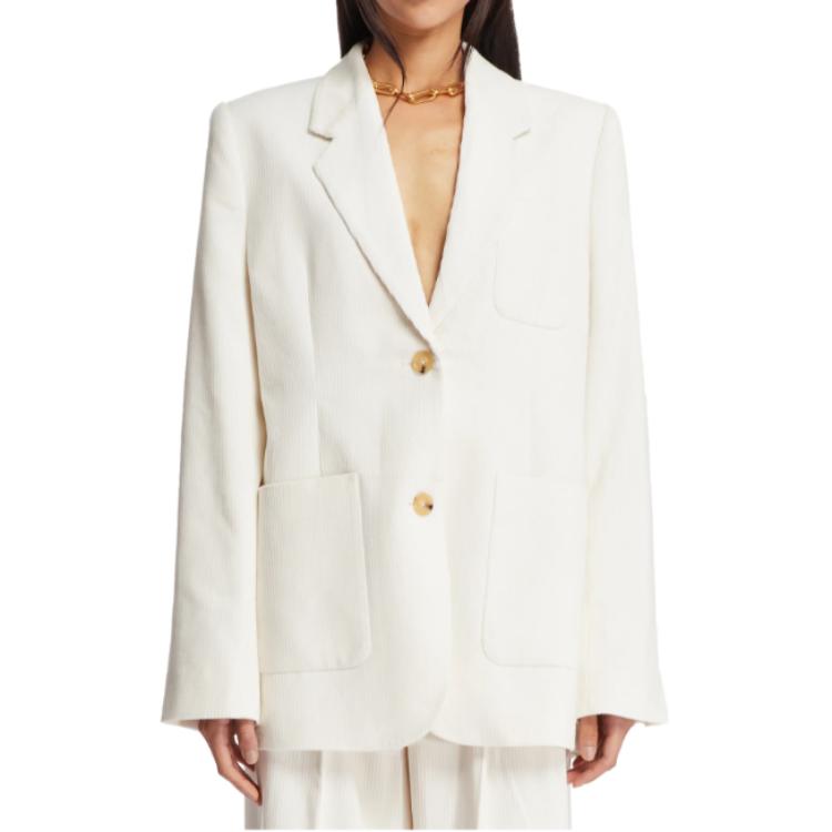 

TOTEME Однобортный длинный пиджак из вельвета, White