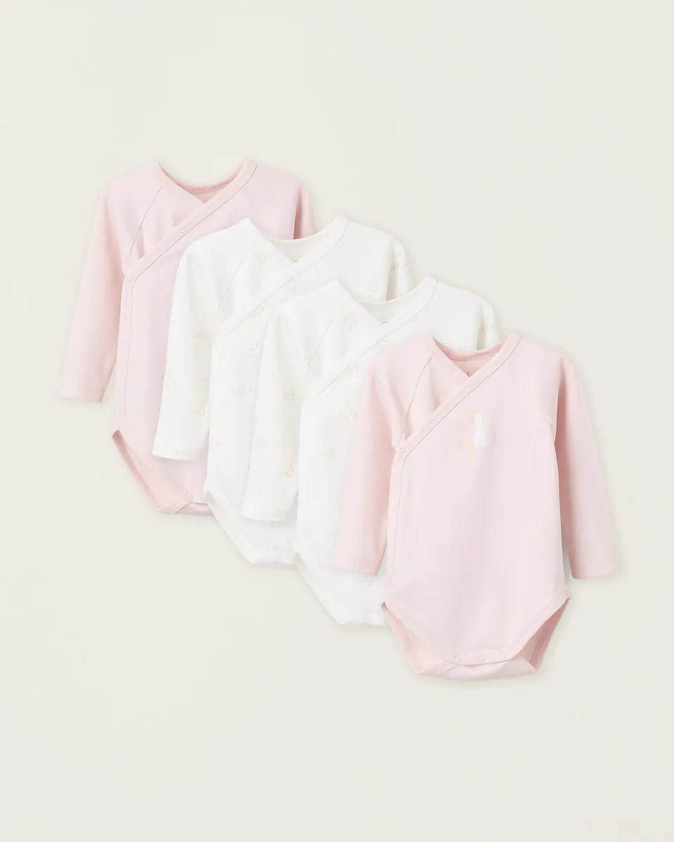 

Упаковка из 4 боди для девочки 100% хлопок с поперечной застежкой Zippy, многоцветный