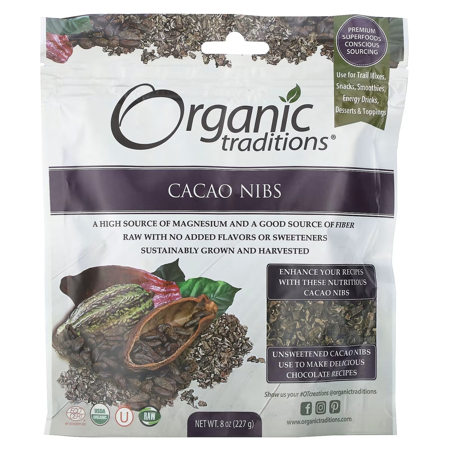 

Суперфуды Organic Traditions Cacao Nbs, 227 г