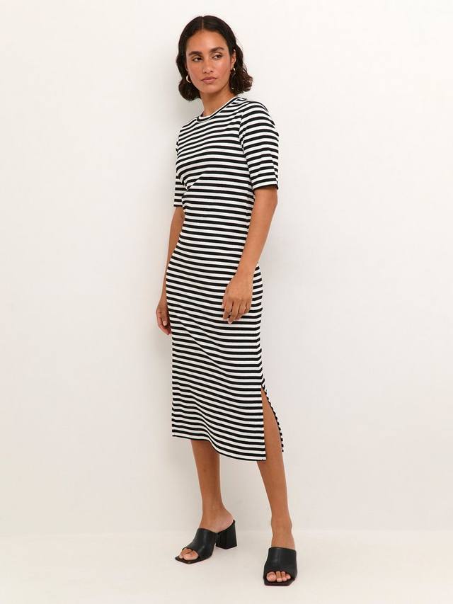

Миди-платье из джерси amanda с коротким рукавом KAFFE, цвет Black/Chalk Stripe