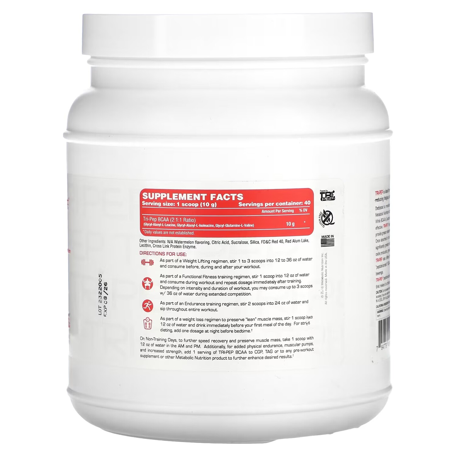 

Аминокислоты Metabolic Nutrition Tri-Pep с разветвленной цепью, арбуз