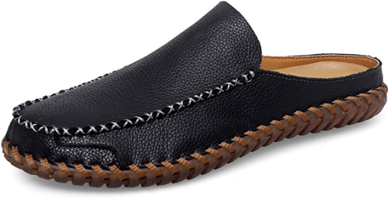 

Мужские сабо Xinduoyu, дышащие кожаные слипоны, повседневные тапочки, черный