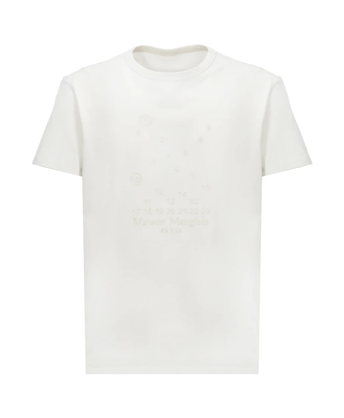 

Хлопковая футболка с вышитым числовым логотипом Maison Margiela, белый