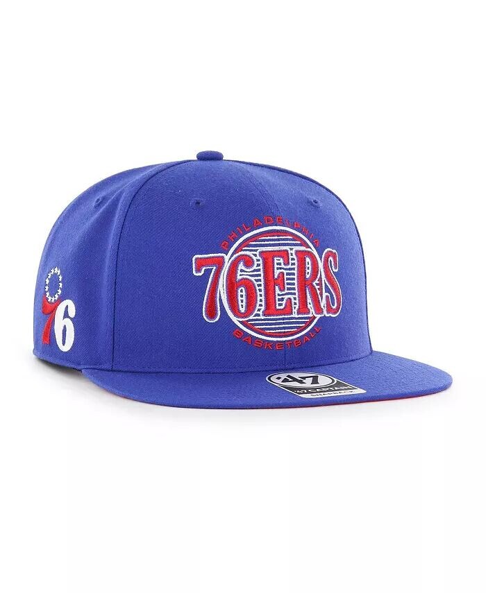 

Мужская кепка Royal Philadelphia 76ers High Post Captain Snapback '47 Brand, синий