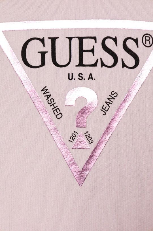Детская хлопковая толстовка Guess, розовый — фото 3