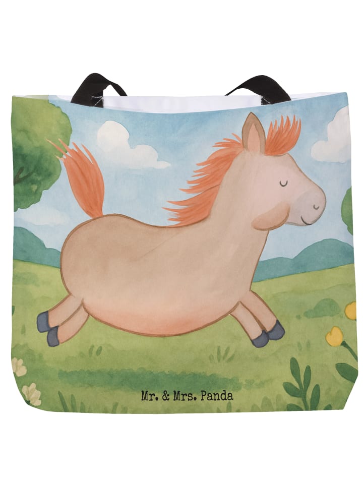

Сумка-шоппер с изображением скачущей лошади, без слогана, белого цвета Mr. & Mrs. Panda