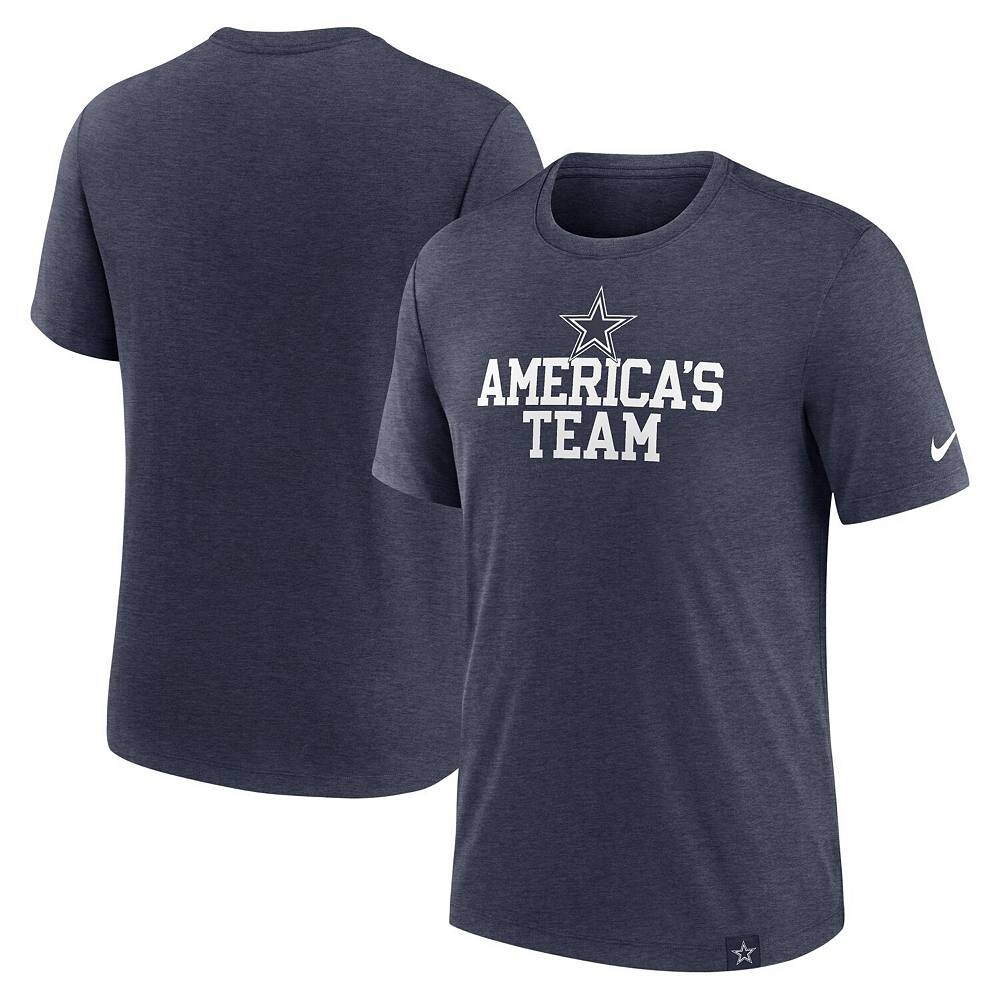 

Мужская футболка Nike Heather Navy Dallas Cowboys Blitz Tri-Blend, цвет Cow Navy