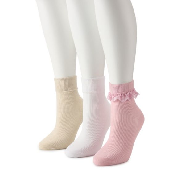 

Женские носки с кружевной отделкой и отворотом, 3 пары Madden Girl, мультиколор